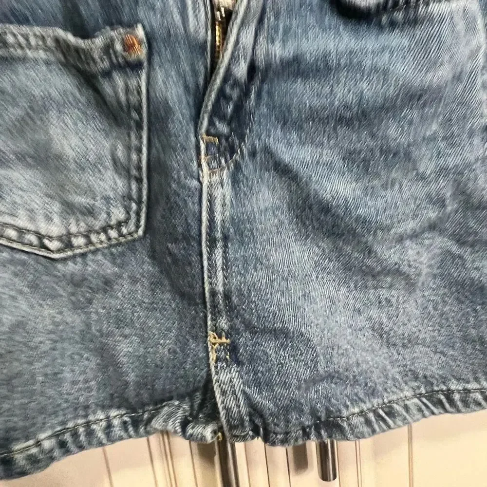 ZARA DENIM PAPERBAG SKIRT SZ 7